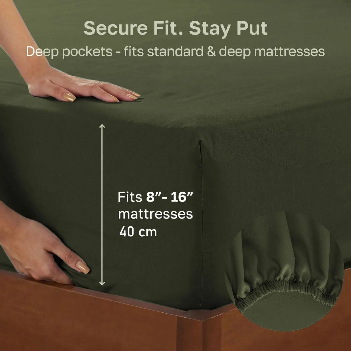 Hotel Quality Fitted sheets - 2 Piece Fitted sheets  -Breathable Bedding - Wrinkle, Fade, Stain Resistant- 26inch/40cm Deep Pocket Fitted Bed Sheet-Wrinkle and Fade Resistant,(Olive green,King Single) - Image 2