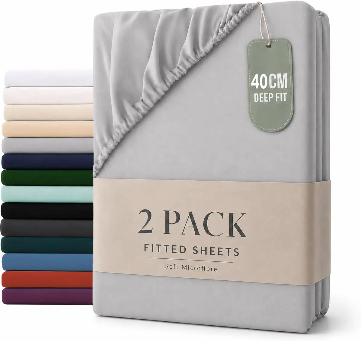 Hotel Quality Fitted sheets - 2 Piece Fitted sheets  -Breathable Bedding - Wrinkle, Fade, Stain Resistant- 26inch/40cm Deep Pocket Fitted Bed Sheet-Wrinkle and Fade Resistant,(Silver-gray,King Single)