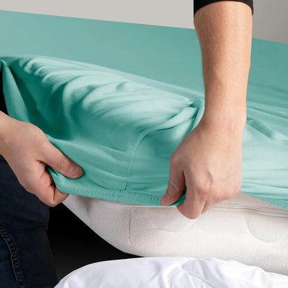 Hotel Quality Fitted sheets - 2 Piece Fitted sheets  -Breathable Bedding - Wrinkle, Fade, Stain Resistant- 26inch/40cm Deep Pocket Fitted Bed Sheet-Wrinkle and Fade Resistant,(Ice blue,Queen) - Image 2