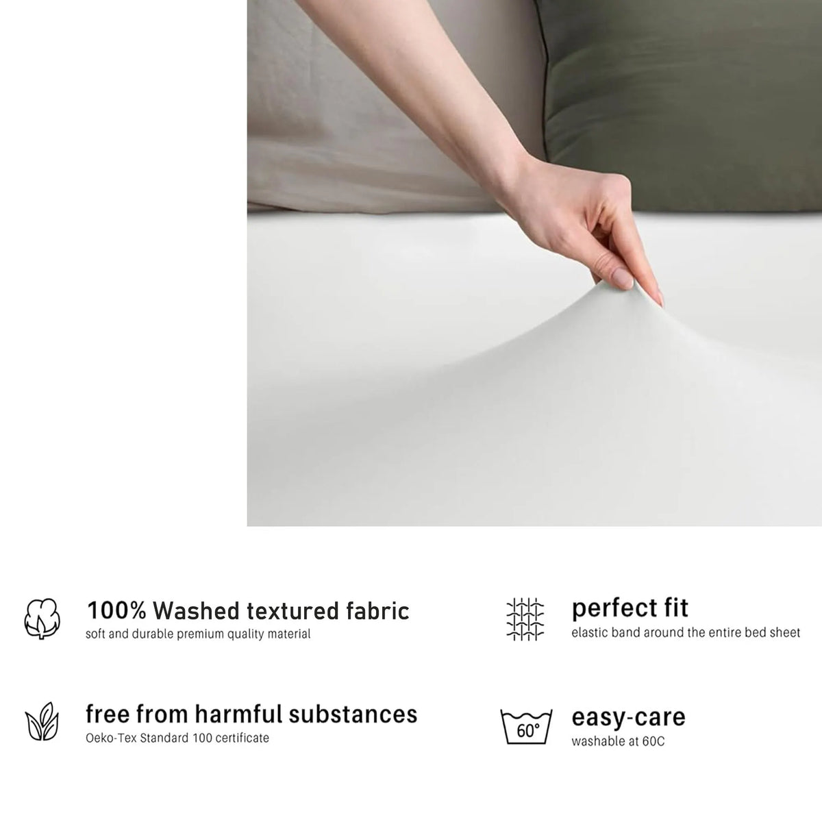 Hotel Quality Fitted sheets - 2 Piece Fitted sheets  -Breathable Bedding - Wrinkle, Fade, Stain Resistant- 26inch/40cm Deep Pocket Fitted Bed Sheet-Wrinkle and Fade Resistant,(White,Super King) - Image 5