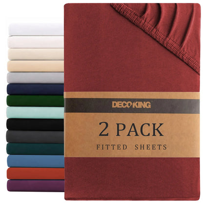 Hotel Quality Fitted sheets - 2 Piece Fitted sheets  -Breathable Bedding - Wrinkle, Fade, Stain Resistant- 26inch/40cm Deep Pocket Fitted Bed Sheet-Wrinkle and Fade Resistant,(Red,Super King)