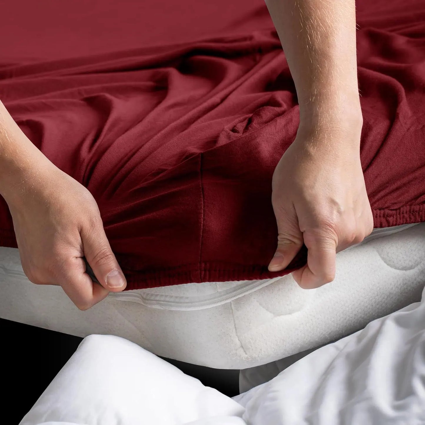 Hotel Quality Fitted sheets - 2 Piece Fitted sheets  -Breathable Bedding - Wrinkle, Fade, Stain Resistant- 26inch/40cm Deep Pocket Fitted Bed Sheet-Wrinkle and Fade Resistant,(Red,Super King) - Image 2