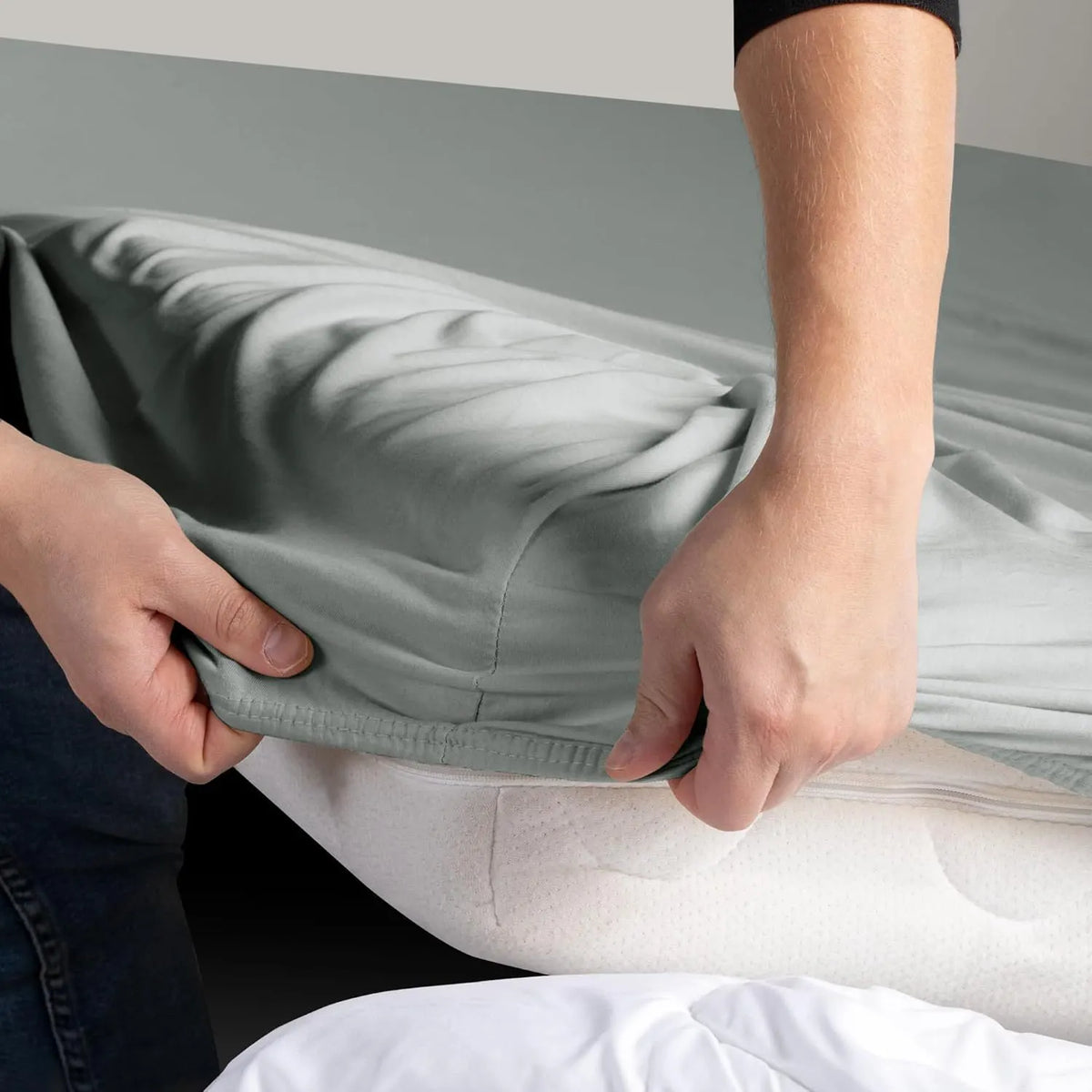 Hotel Quality Fitted sheets - 2 Piece Fitted sheets  -Breathable Bedding - Wrinkle, Fade, Stain Resistant- 26inch/40cm Deep Pocket Fitted Bed Sheet-Wrinkle and Fade Resistant,(Silver-gray,Super King) - Image 3
