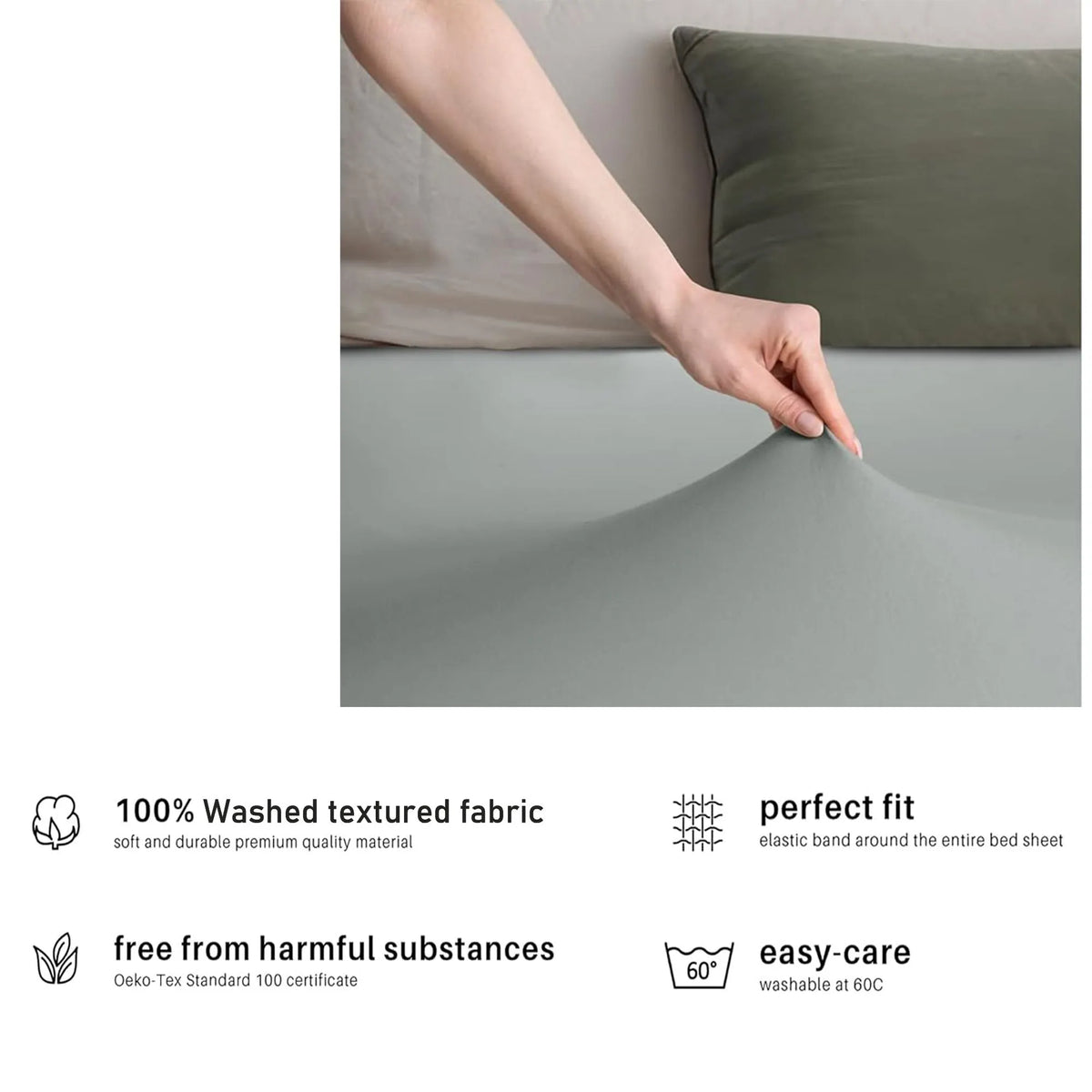 Hotel Quality Fitted sheets - 2 Piece Fitted sheets  -Breathable Bedding - Wrinkle, Fade, Stain Resistant- 26inch/40cm Deep Pocket Fitted Bed Sheet-Wrinkle and Fade Resistant,(Silver-gray,Super King) - Image 5