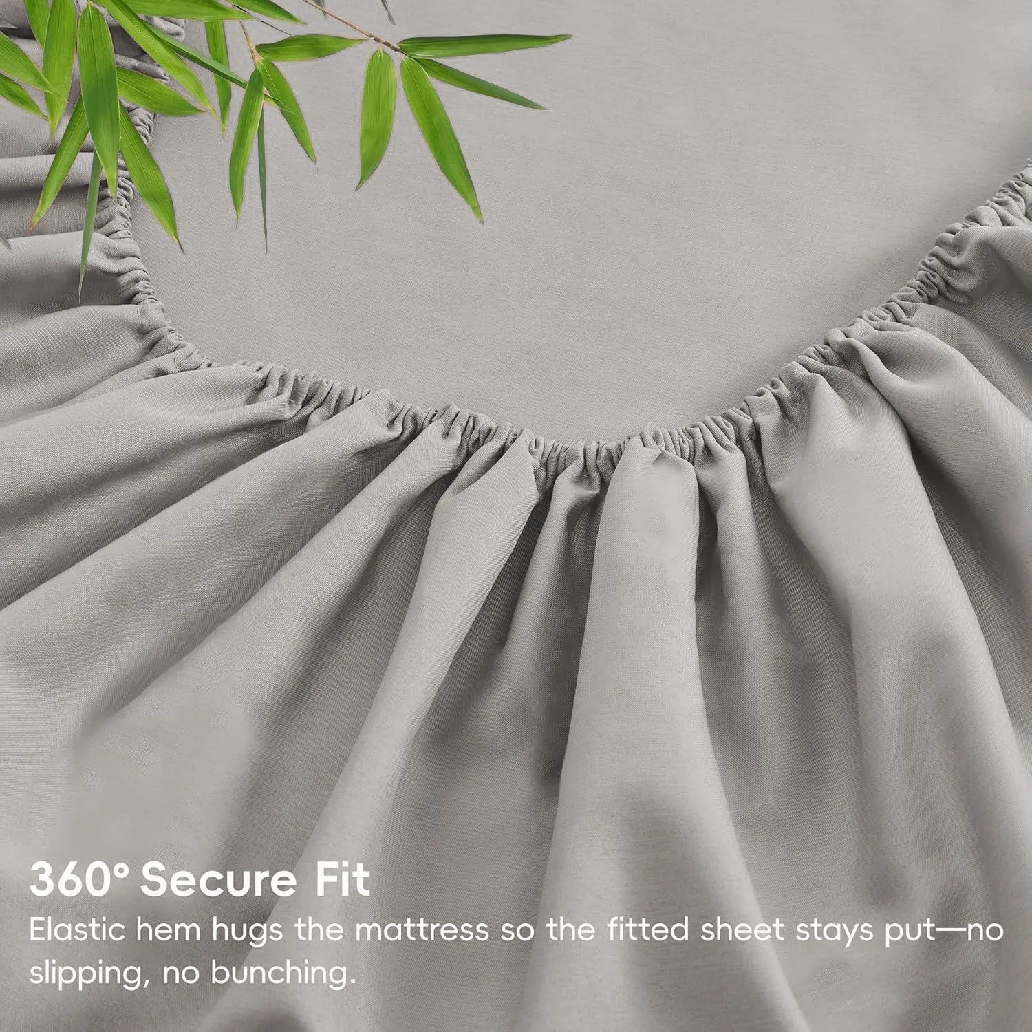 Hotel Breathable Bamboo Fitted Sheet & Pillowcase-3 Piece-Ultra Soft 2000TC Breathable Fitted Bed Sheets Set with 37 Centimetre Deep Pocket-Cooling Sheets for Hot Sleepers(Silver-gray,Double) - Image 6