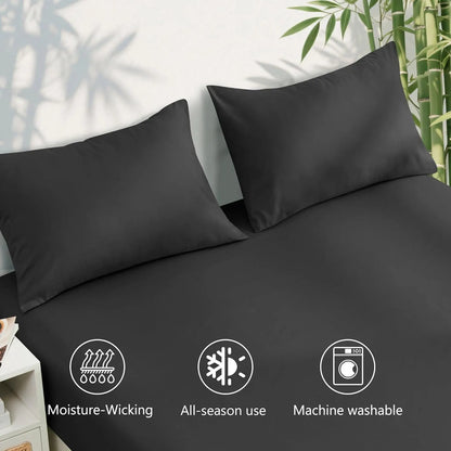 4 Piece Ultra Soft Bamboo Breathable Sheet Set -Hotel 2000TC Breathable Bed Sheets Set with 37 Centimetre Deep Pocket-Breathable Sheets for Hot Sleepers(Black,King) - Image 5