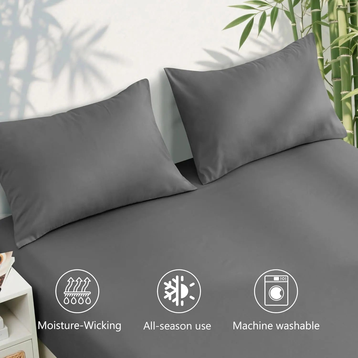 4 Piece Ultra Soft Bamboo Breathable Sheet Set -Hotel 2000TC Breathable Bed Sheets Set with 37 Centimetre Deep Pocket-Breathable Sheets for Hot Sleepers(Grey,King) - Image 3