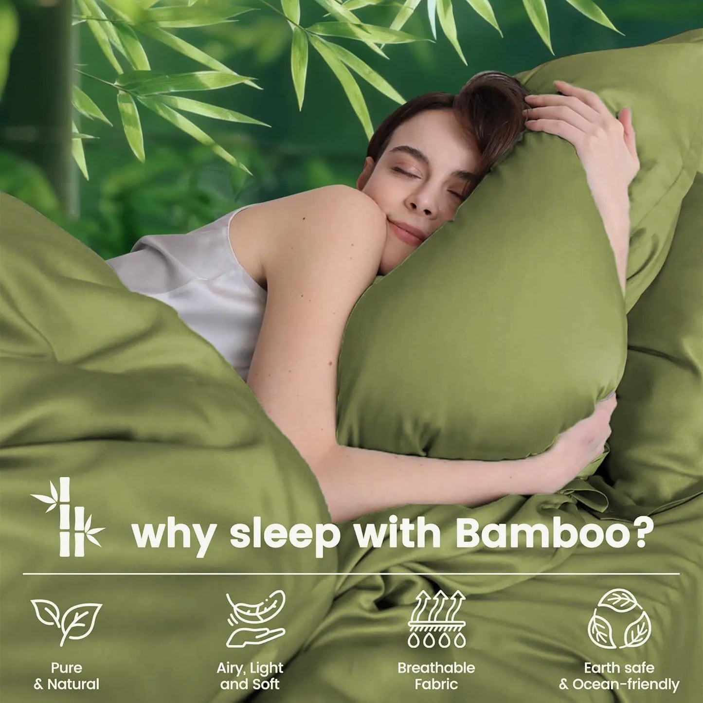 4 Piece Ultra Soft Bamboo Breathable Sheet Set -Hotel 2000TC Breathable Bed Sheets Set with 37 Centimetre Deep Pocket-Breathable Sheets for Hot Sleepers(Olive green,King) - Image 4