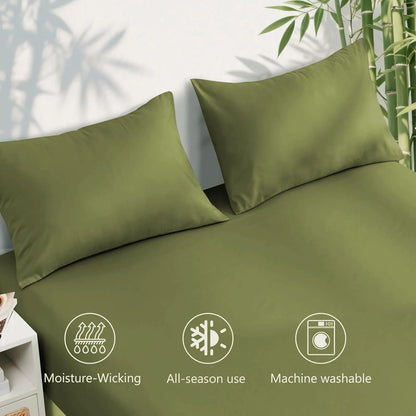 4 Piece Ultra Soft Bamboo Breathable Sheet Set -Hotel 2000TC Breathable Bed Sheets Set with 37 Centimetre Deep Pocket-Breathable Sheets for Hot Sleepers(Olive green,King) - Image 5