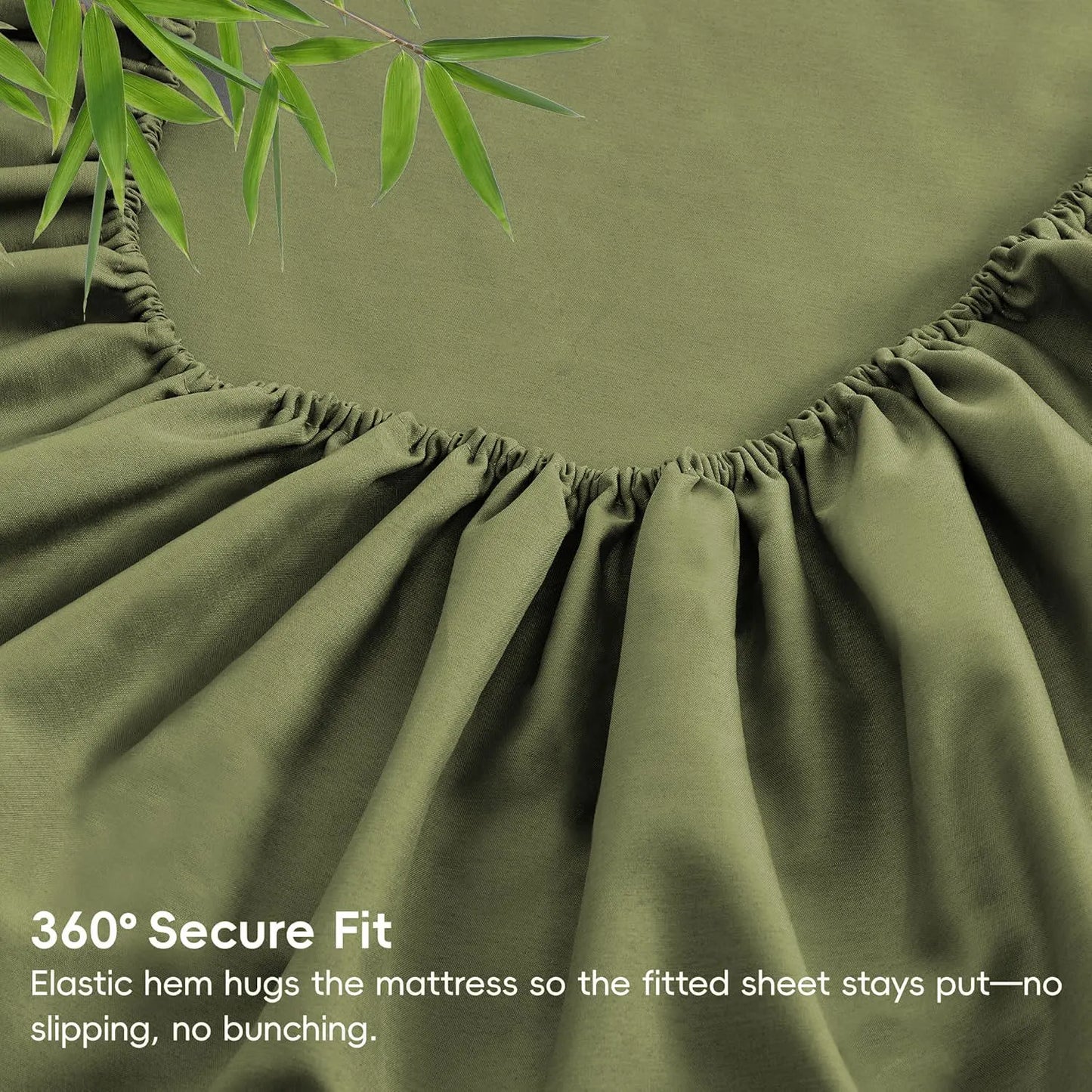 4 Piece Ultra Soft Bamboo Breathable Sheet Set -Hotel 2000TC Breathable Bed Sheets Set with 37 Centimetre Deep Pocket-Breathable Sheets for Hot Sleepers(Olive green,King) - Image 6