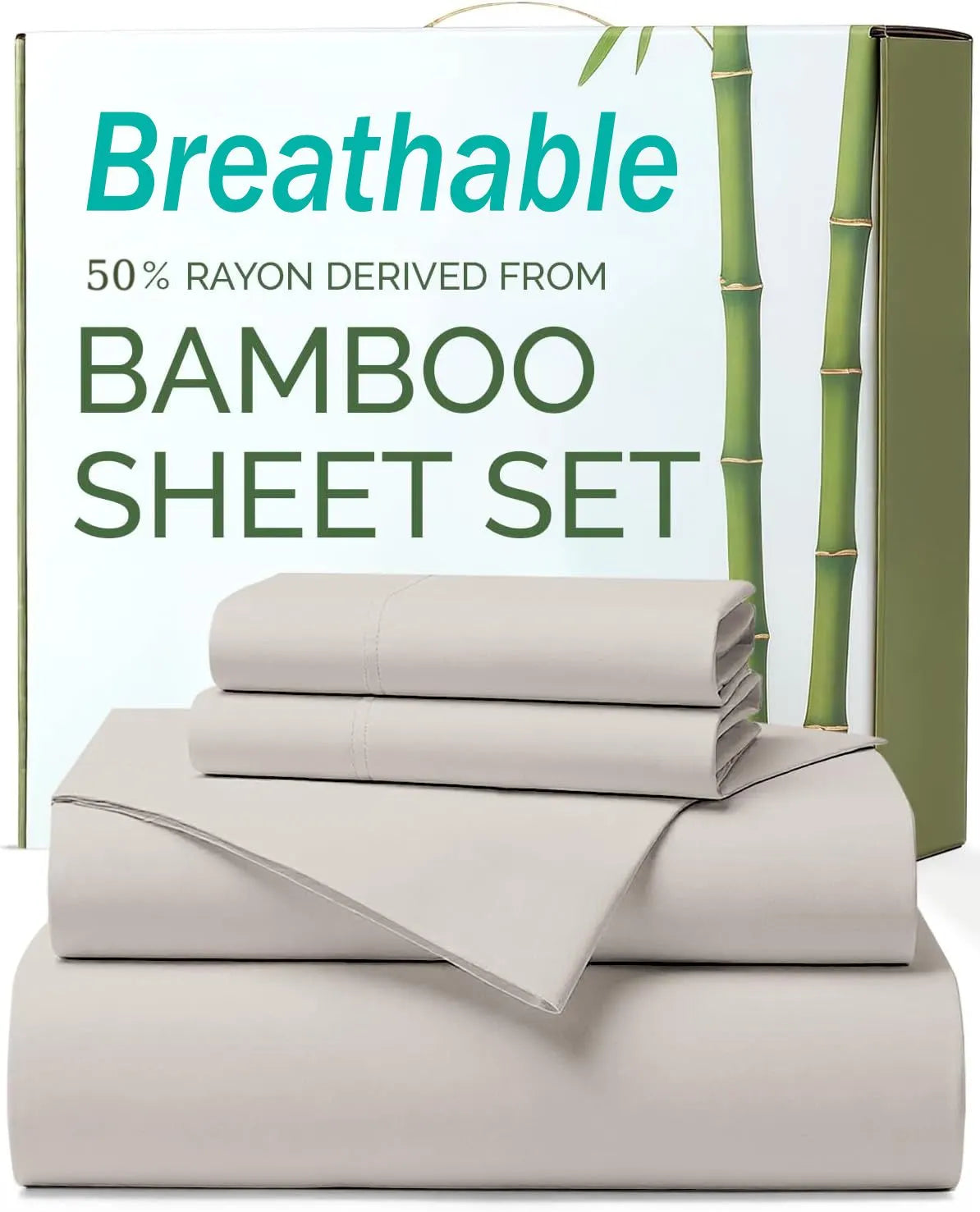 4 Piece Ultra Soft Bamboo Breathable Sheet Set -Hotel 2000TC Breathable Bed Sheets Set with 37 Centimetre Deep Pocket-Breathable Sheets for Hot Sleepers(Silver-gray,King)