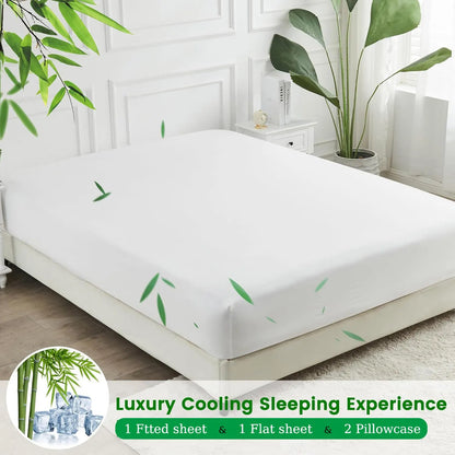 4 Piece Ultra Soft Bamboo Breathable Sheet Set -Hotel 2000TC Breathable Bed Sheets Set with 37 Centimetre Deep Pocket-Breathable Sheets for Hot Sleepers(White,King) - Image 2