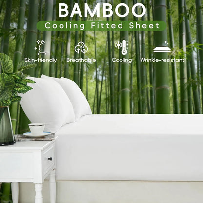 4 Piece Ultra Soft Bamboo Breathable Sheet Set -Hotel 2000TC Breathable Bed Sheets Set with 37 Centimetre Deep Pocket-Breathable Sheets for Hot Sleepers(White,King) - Image 3