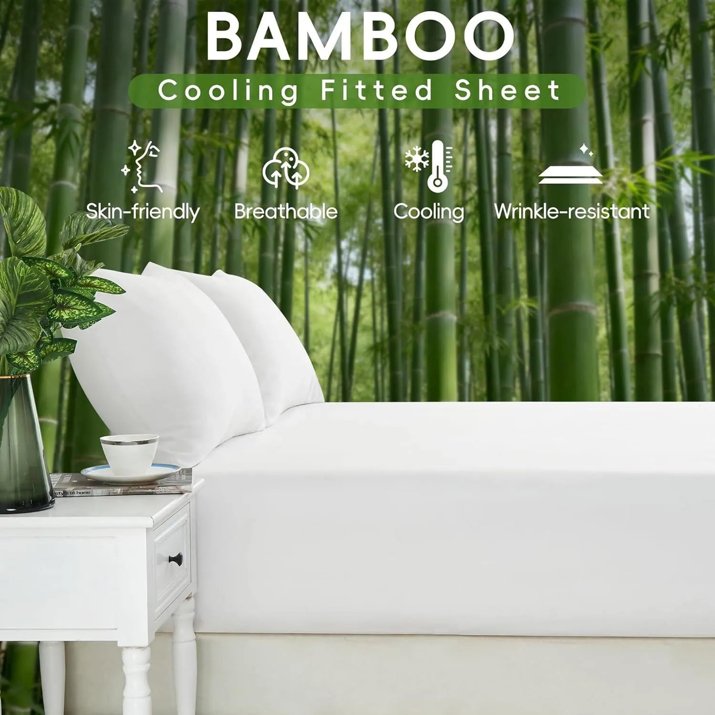 3 Piece Ultra Soft Bamboo Breathable Sheet Set -Hotel 2000TC Breathable Bed Sheets Set with 37 Centimetre Deep Pocket-Breathable Sheets for Hot Sleepers(White,King Single) - Image 3
