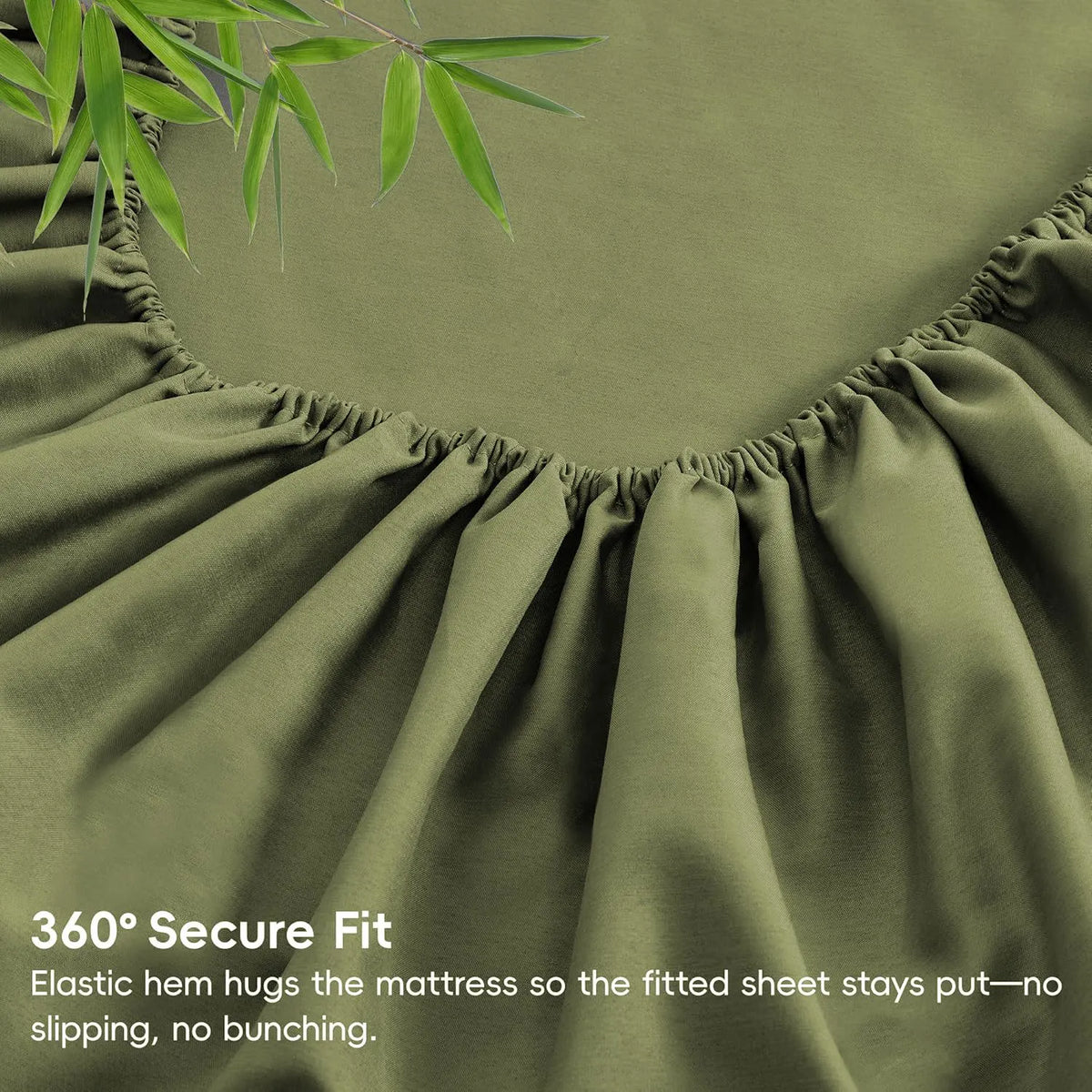 4 Piece Ultra Soft Bamboo Breathable Sheet Set -Hotel 2000TC Breathable Bed Sheets Set with 37 Centimetre Deep Pocket-Breathable Sheets for Hot Sleepers(Olive green,Queen) - Image 6