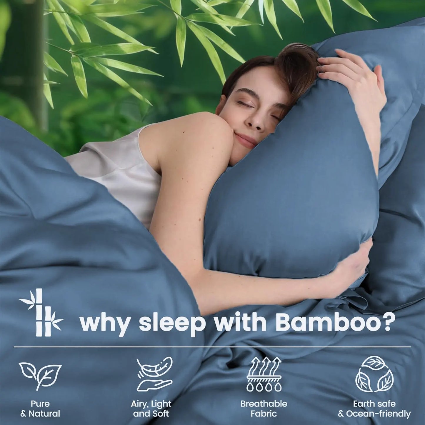 3 Piece Ultra Soft Bamboo Breathable Sheet Set -Hotel 2000TC Breathable Bed Sheets Set with 37 Centimetre Deep Pocket-Breathable Sheets for Hot Sleepers(Navy,Single) - Image 4