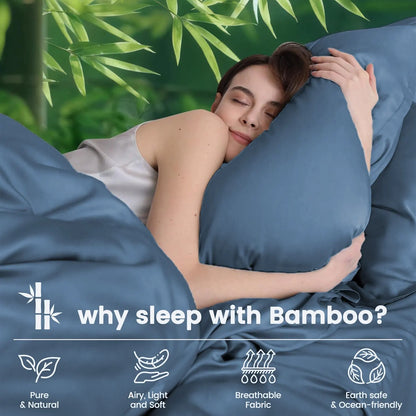 3 Piece Ultra Soft Bamboo Breathable Sheet Set -Hotel 2000TC Breathable Bed Sheets Set with 37 Centimetre Deep Pocket-Breathable Sheets for Hot Sleepers(Navy,Single) - Image 4