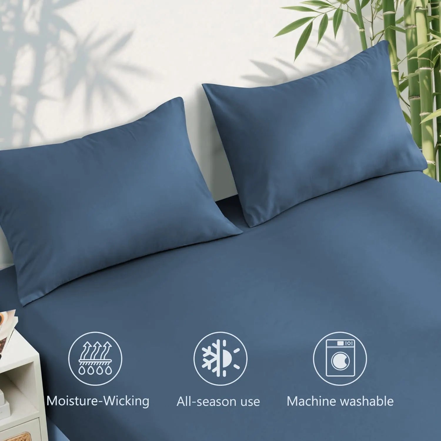 3 Piece Ultra Soft Bamboo Breathable Sheet Set -Hotel 2000TC Breathable Bed Sheets Set with 37 Centimetre Deep Pocket-Breathable Sheets for Hot Sleepers(Navy,Single) - Image 5