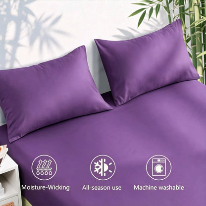 3 Piece Ultra Soft Bamboo Breathable Sheet Set -Hotel 2000TC Breathable Bed Sheets Set with 37 Centimetre Deep Pocket-Breathable Sheets for Hot Sleepers(Purple,Single) - Image 2