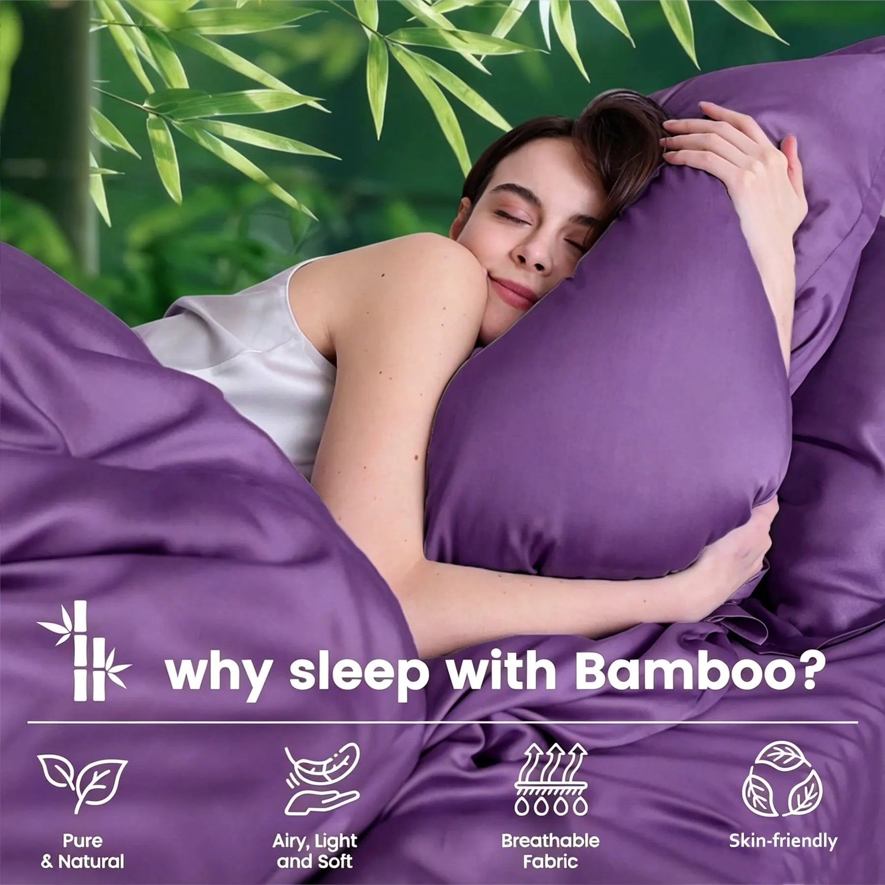 3 Piece Ultra Soft Bamboo Breathable Sheet Set -Hotel 2000TC Breathable Bed Sheets Set with 37 Centimetre Deep Pocket-Breathable Sheets for Hot Sleepers(Purple,Single) - Image 3