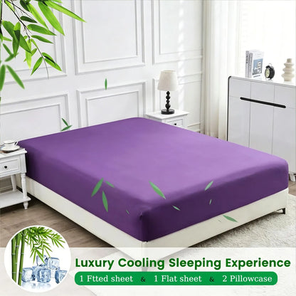 3 Piece Ultra Soft Bamboo Breathable Sheet Set -Hotel 2000TC Breathable Bed Sheets Set with 37 Centimetre Deep Pocket-Breathable Sheets for Hot Sleepers(Purple,Single) - Image 5