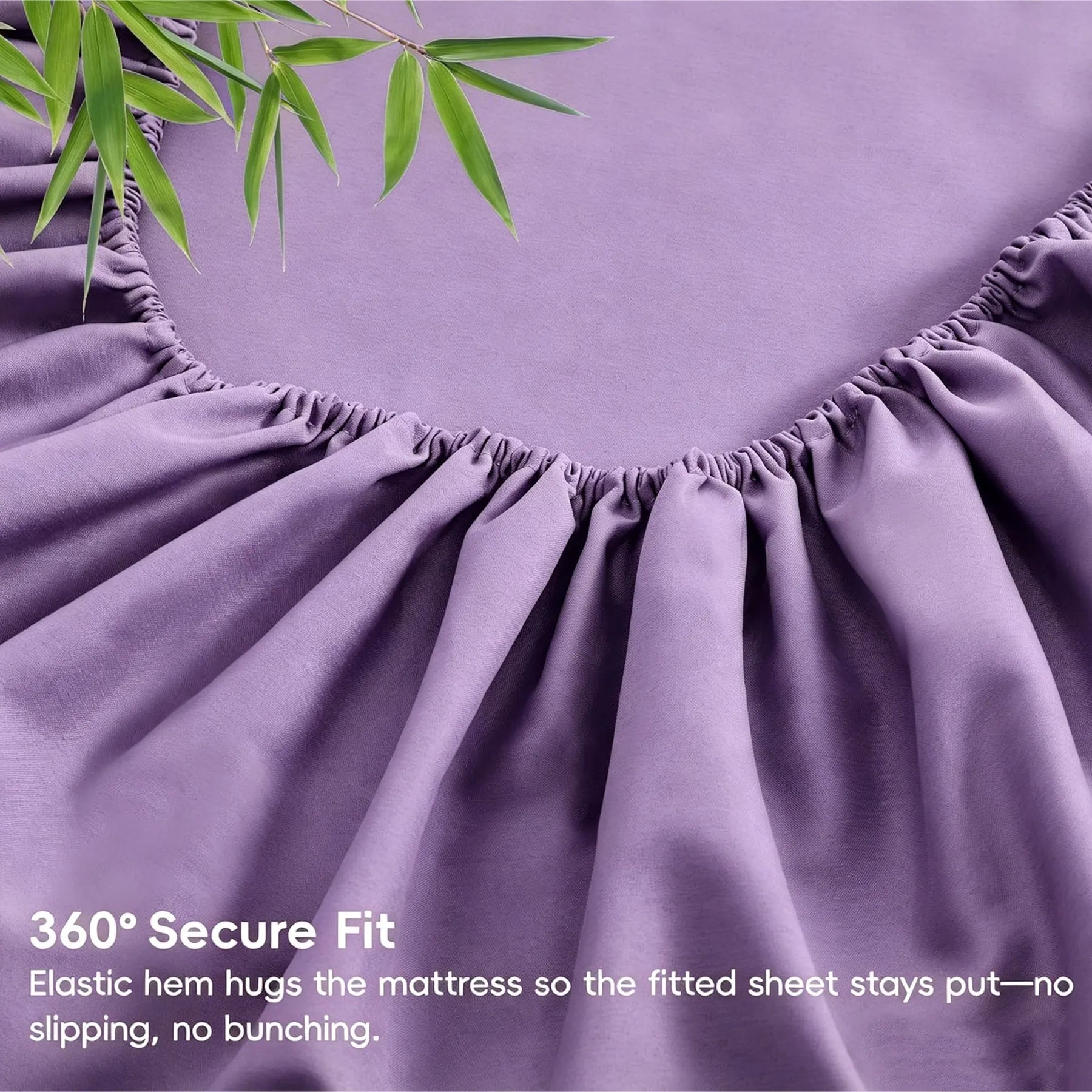 3 Piece Ultra Soft Bamboo Breathable Sheet Set -Hotel 2000TC Breathable Bed Sheets Set with 37 Centimetre Deep Pocket-Breathable Sheets for Hot Sleepers(Purple,Single) - Image 6