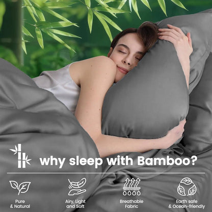 4 Piece Ultra Soft Bamboo Breathable Sheet Set -Hotel 2000TC Breathable Bed Sheets Set with 40 Centimetre Deep Pocket-Breathable Sheets for Hot Sleepers(Grey,Super King) - Image 4