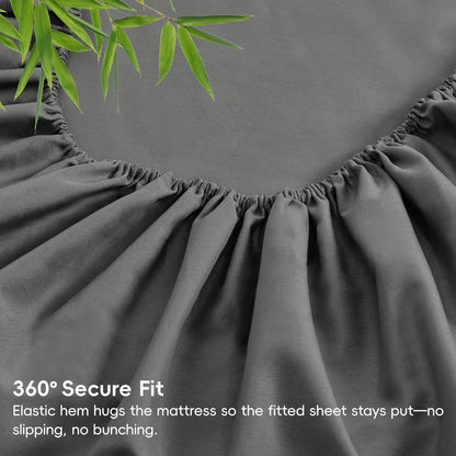 4 Piece Ultra Soft Bamboo Breathable Sheet Set -Hotel 2000TC Breathable Bed Sheets Set with 40 Centimetre Deep Pocket-Breathable Sheets for Hot Sleepers(Grey,Super King) - Image 6