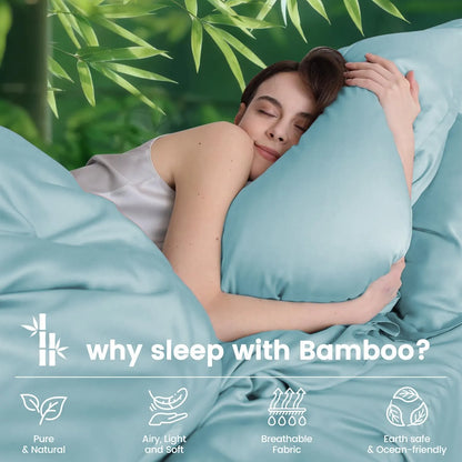 4 Piece Ultra Soft Bamboo Breathable Sheet Set -Hotel 2000TC Breathable Bed Sheets Set with 40 Centimetre Deep Pocket-Breathable Sheets for Hot Sleepers(Sky Blue,Super King) - Image 5