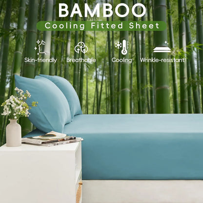 4 Piece Ultra Soft Bamboo Breathable Sheet Set -Hotel 2000TC Breathable Bed Sheets Set with 40 Centimetre Deep Pocket-Breathable Sheets for Hot Sleepers(Sky Blue,Super King) - Image 6