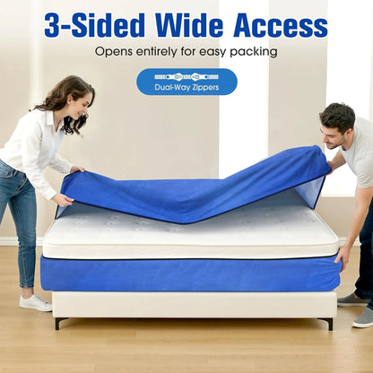 Waterproof Mattress Bag Mattresses Protector Plastic Moving Storage Dust Cover Carry Bed Zipper Packing Reusable Disposal, Extra Thick Heavy Duty, with 8 Handles（King) - Image 3