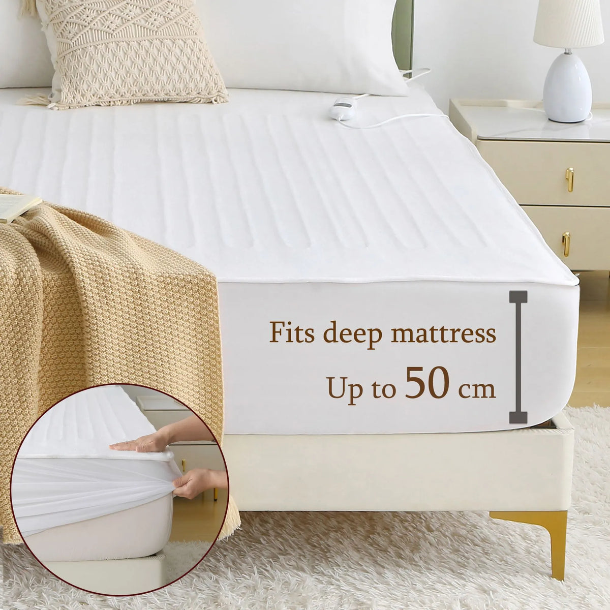 Heated Mattress Pad - Bedding Electric Blanket with 9 Heat Setting & 9-Hour Auto Off, Heated Mattress Pad-Machine Washable Fully Fitted Heating Pad with Overheat Protection , 800GSM Non Woven Fabric-fitted sheet cover(King) - Image 3