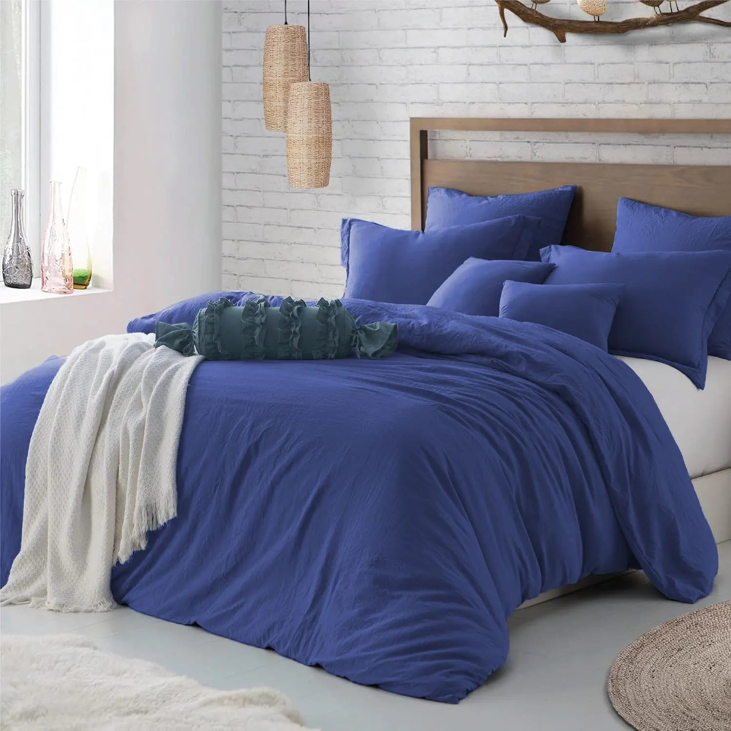 Hotel Soft Microfiber Duvet Cover Set-2000TC Quilt Cover Set & Pillowcases -1 Donna Cover Zipper Closure & 1 x Pillowcases-Breathable Bedding - Wrinkle, Fade, Stain Resistant(Royal blue,Double)