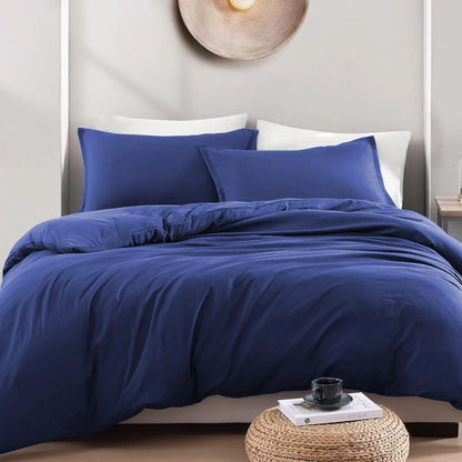 Hotel Soft Microfiber Duvet Cover Set-2000TC Quilt Cover Set & Pillowcases -1 Donna Cover Zipper Closure & 1 x Pillowcases-Breathable Bedding - Wrinkle, Fade, Stain Resistant(Royal blue,Double) - Image 2