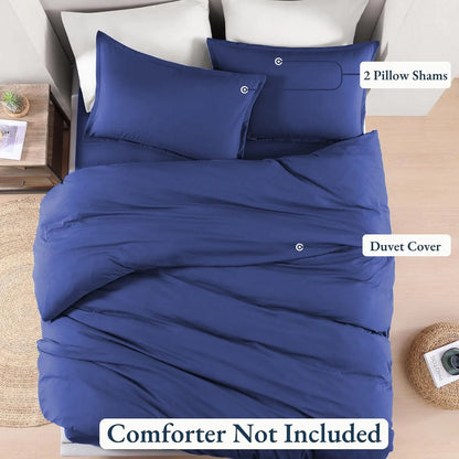 Hotel Soft Microfiber Duvet Cover Set-2000TC Quilt Cover Set & Pillowcases -1 Donna Cover Zipper Closure & 1 x Pillowcases-Breathable Bedding - Wrinkle, Fade, Stain Resistant(Royal blue,Double) - Image 4