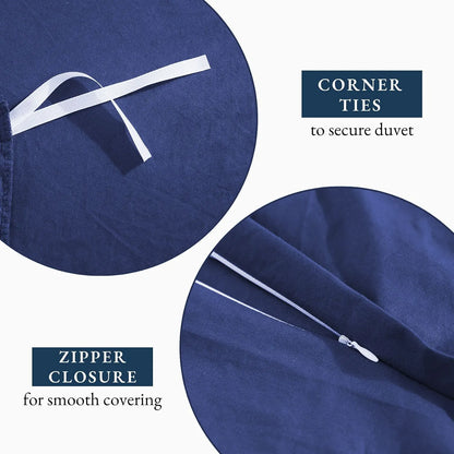 Hotel Soft Microfiber Duvet Cover Set-2000TC Quilt Cover Set & Pillowcases -1 Donna Cover Zipper Closure & 1 x Pillowcases-Breathable Bedding - Wrinkle, Fade, Stain Resistant(Royal blue,Double) - Image 6