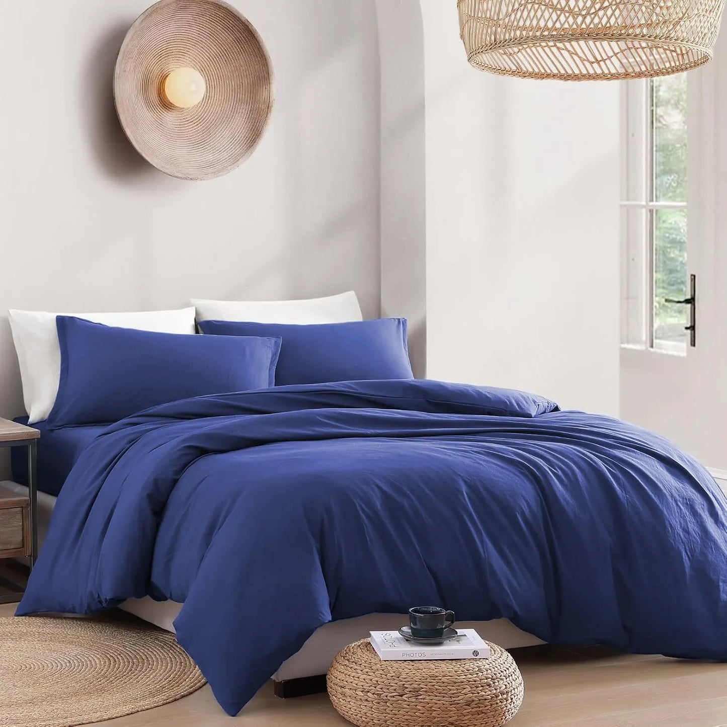 Hotel Soft Microfiber Duvet Cover Set-2000TC Quilt Cover Set & Pillowcases -1 Donna Cover Zipper Closure & 1 x Pillowcases-Breathable Bedding - Wrinkle, Fade, Stain Resistant(Royal blue,Double) - Image 7