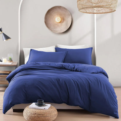Hotel Soft Microfiber Duvet Cover Set-2000TC Quilt Cover Set & Pillowcases -1 Donna Cover Zipper Closure & 1 x Pillowcases-Breathable Bedding - Wrinkle, Fade, Stain Resistant(Royal blue,Double) - Image 8