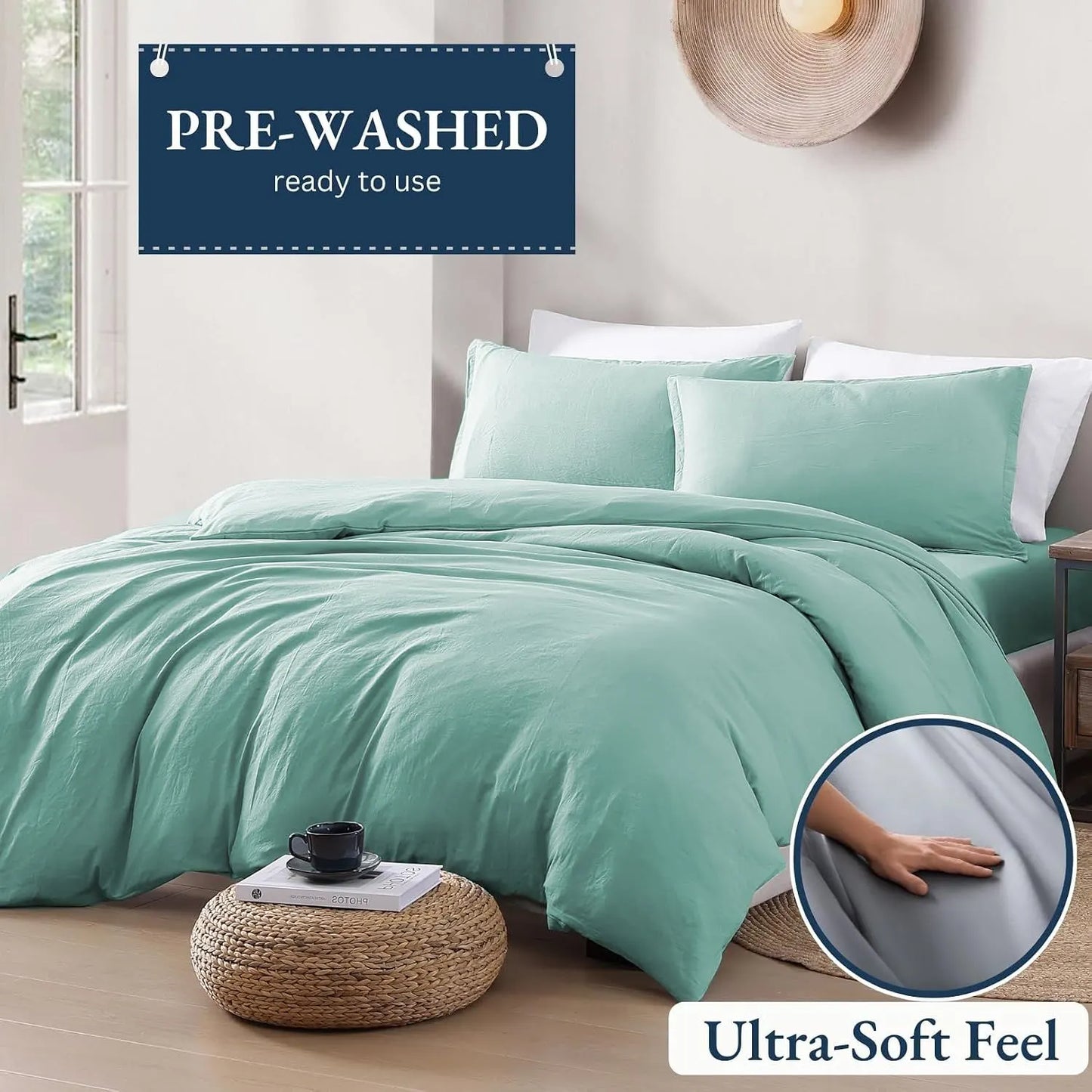 Hotel Soft Microfiber Duvet Cover Set-2000TC Quilt Cover Set & Pillowcases -1 Donna Cover Zipper Closure & 1 x Pillowcases-Breathable Bedding - Wrinkle, Fade, Stain Resistant(Ice Blue,King) - Image 3