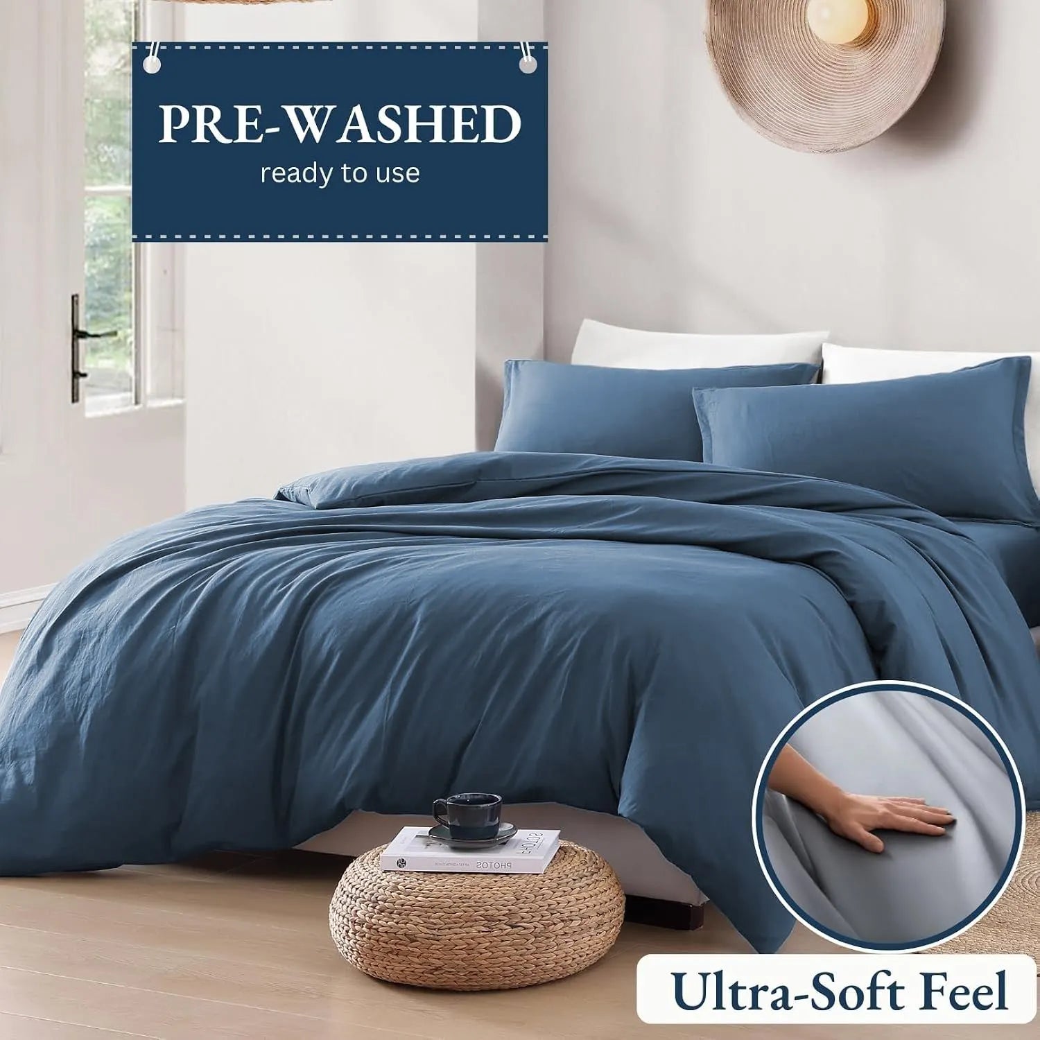 Hotel Soft Microfiber Duvet Cover Set-2000TC Quilt Cover Set & Pillowcases -1 Donna Cover Zipper Closure & 1 x Pillowcases-Breathable Bedding - Wrinkle, Fade, Stain Resistant(Ocean,King) - Image 3