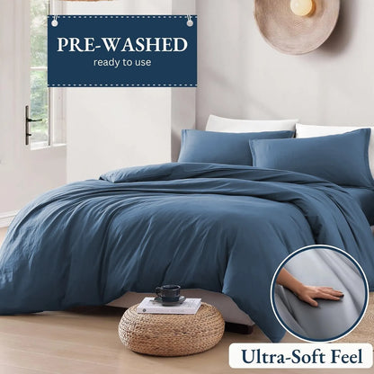 Hotel Soft Microfiber Duvet Cover Set-2000TC Quilt Cover Set & Pillowcases -1 Donna Cover Zipper Closure & 1 x Pillowcases-Breathable Bedding - Wrinkle, Fade, Stain Resistant(Ocean,King) - Image 3