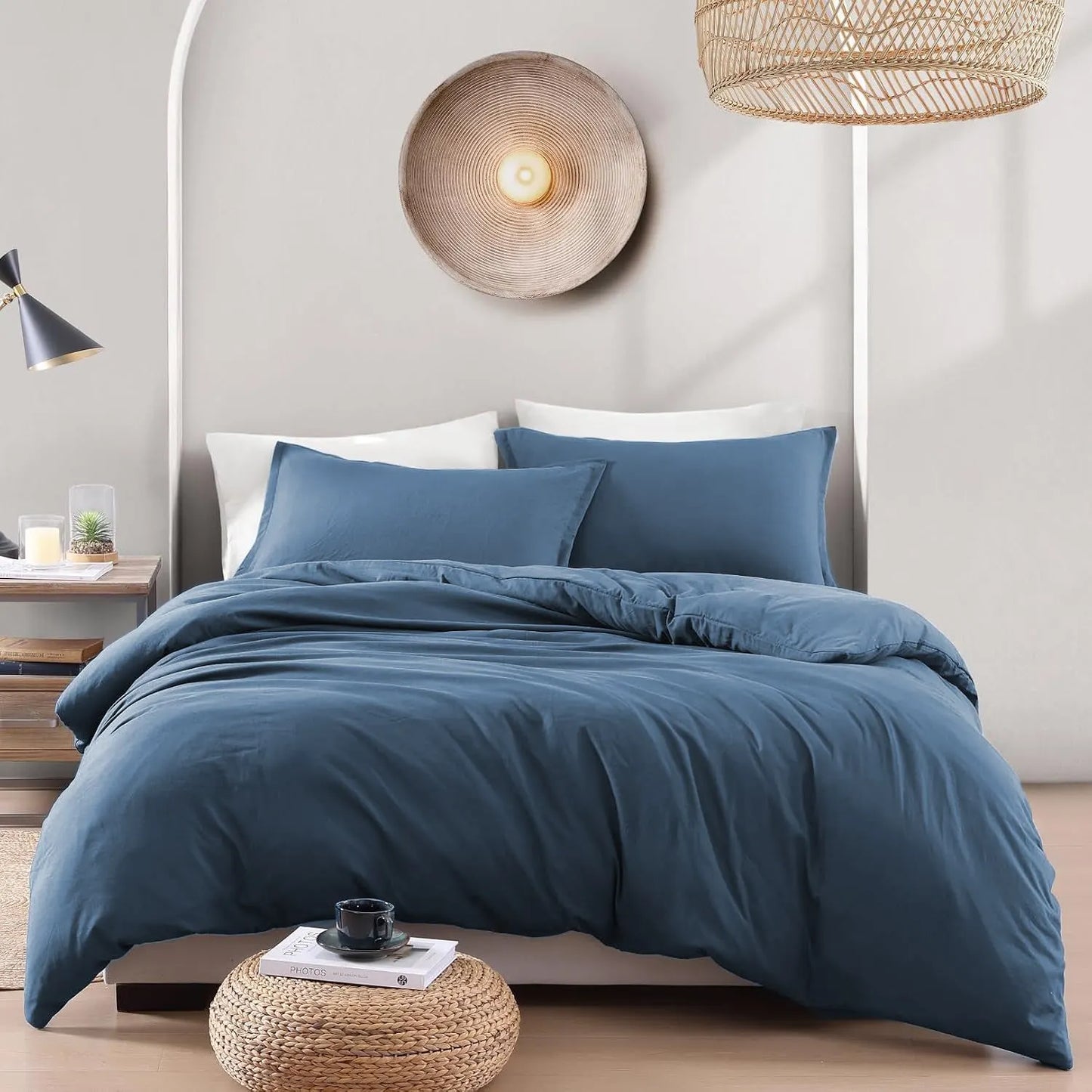 Hotel Soft Microfiber Duvet Cover Set-2000TC Quilt Cover Set & Pillowcases -1 Donna Cover Zipper Closure & 1 x Pillowcases-Breathable Bedding - Wrinkle, Fade, Stain Resistant(Ocean,King) - Image 6