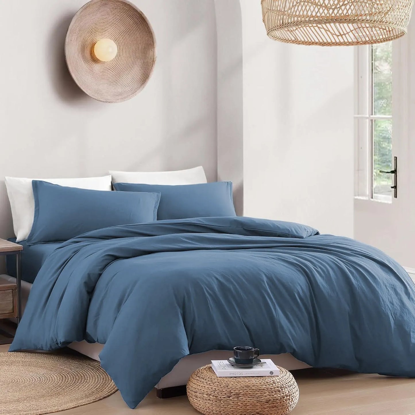 Hotel Soft Microfiber Duvet Cover Set-2000TC Quilt Cover Set & Pillowcases -1 Donna Cover Zipper Closure & 1 x Pillowcases-Breathable Bedding - Wrinkle, Fade, Stain Resistant(Ocean,King) - Image 7