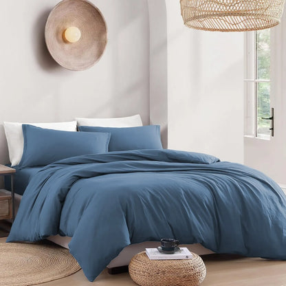 Hotel Soft Microfiber Duvet Cover Set-2000TC Quilt Cover Set & Pillowcases -1 Donna Cover Zipper Closure & 1 x Pillowcases-Breathable Bedding - Wrinkle, Fade, Stain Resistant(Ocean,King) - Image 7