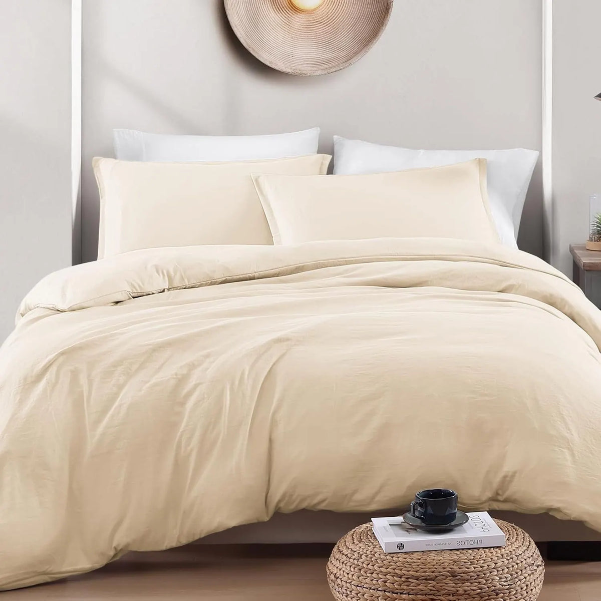 Hotel Soft Microfiber Duvet Cover Set-2000TC Quilt Cover Set & Pillowcases -1 Donna Cover Zipper Closure & 1 x Pillowcases-Breathable Bedding - Wrinkle, Fade, Stain Resistant(Cream White,King) - Image 2