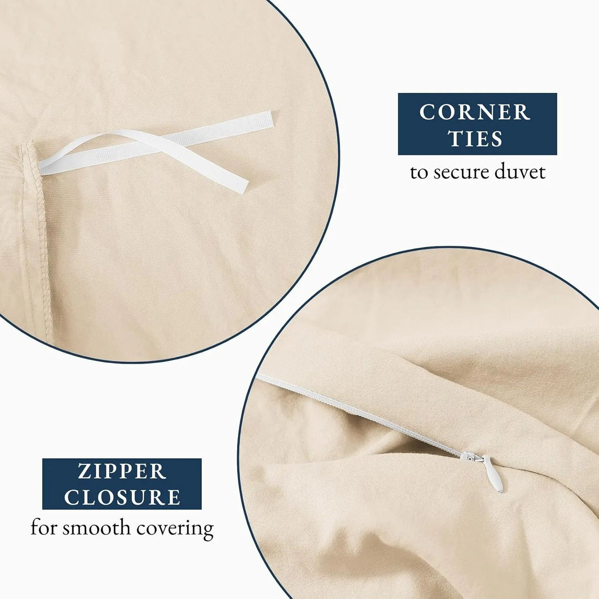 Hotel Soft Microfiber Duvet Cover Set-2000TC Quilt Cover Set & Pillowcases -1 Donna Cover Zipper Closure & 1 x Pillowcases-Breathable Bedding - Wrinkle, Fade, Stain Resistant(Cream White,King) - Image 4