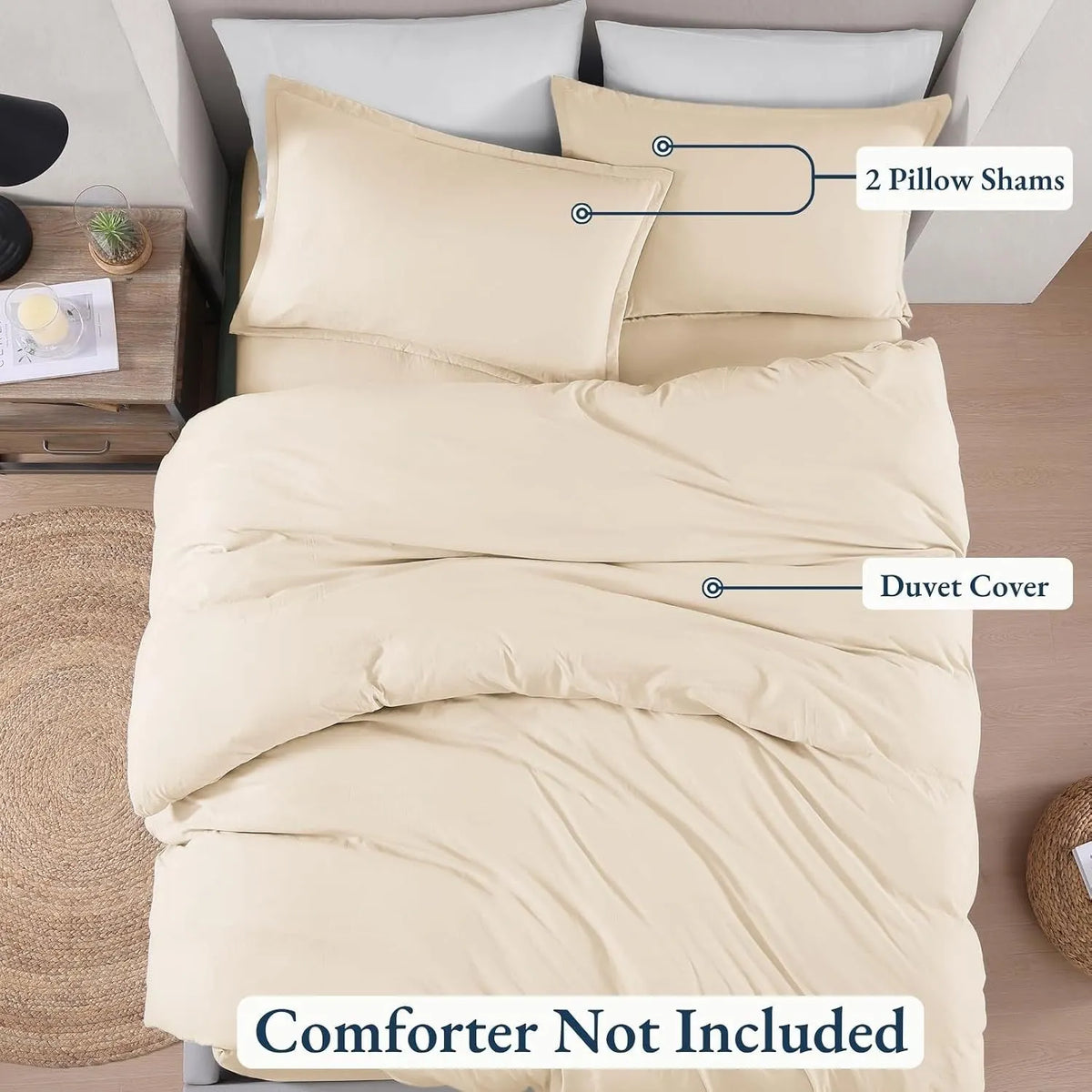 Hotel Soft Microfiber Duvet Cover Set-2000TC Quilt Cover Set & Pillowcases -1 Donna Cover Zipper Closure & 1 x Pillowcases-Breathable Bedding - Wrinkle, Fade, Stain Resistant(Cream White,King) - Image 5