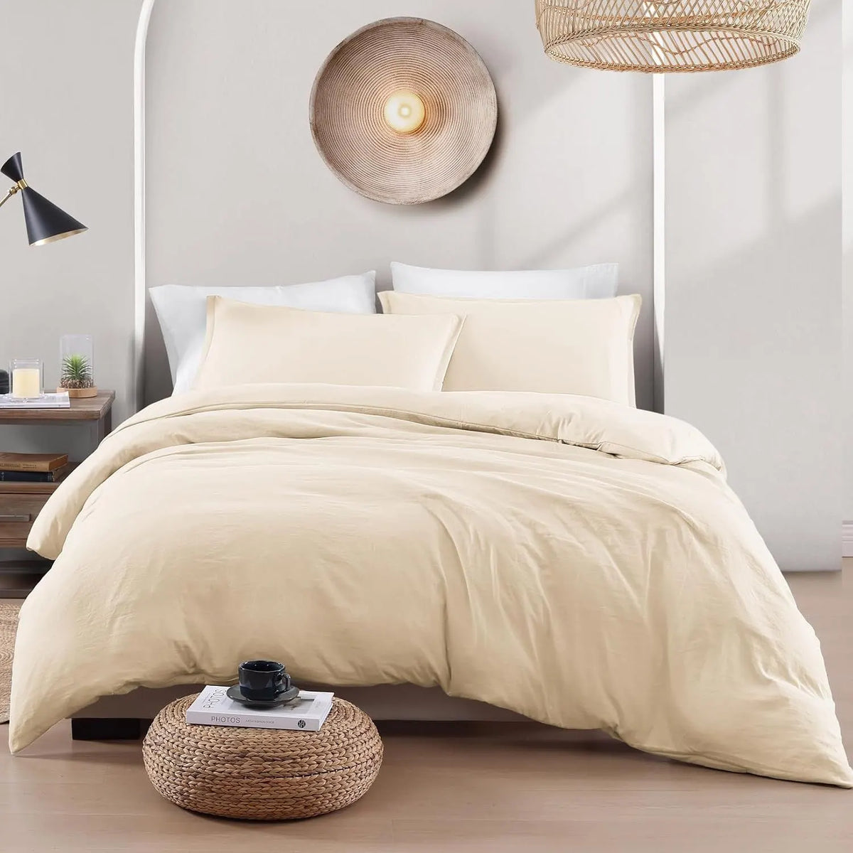 Hotel Soft Microfiber Duvet Cover Set-2000TC Quilt Cover Set & Pillowcases -1 Donna Cover Zipper Closure & 1 x Pillowcases-Breathable Bedding - Wrinkle, Fade, Stain Resistant(Cream White,King) - Image 6