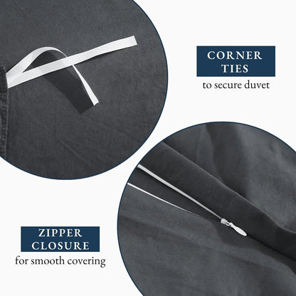 Hotel Soft Microfiber Duvet Cover Set-2000TC Quilt Cover Set & Pillowcases -1 Donna Cover Zipper Closure & 1 x Pillowcases-Breathable Bedding - Wrinkle, Fade, Stain Resistant(Dark gray,King) - Image 5