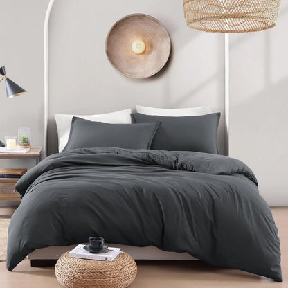 Hotel Soft Microfiber Duvet Cover Set-2000TC Quilt Cover Set & Pillowcases -1 Donna Cover Zipper Closure & 1 x Pillowcases-Breathable Bedding - Wrinkle, Fade, Stain Resistant(Dark gray,King) - Image 6